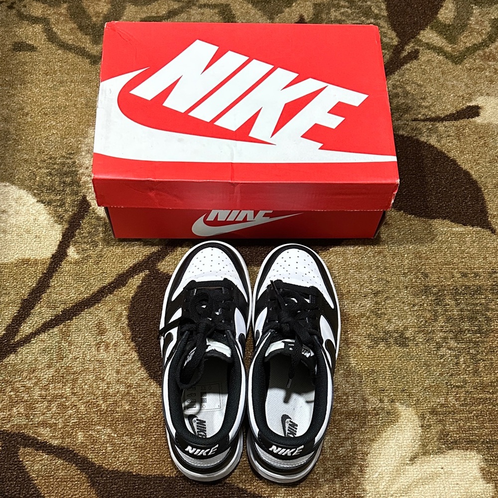 Nike Panda (Black and White) Dunk Low Sneakers with Box Women’s 7